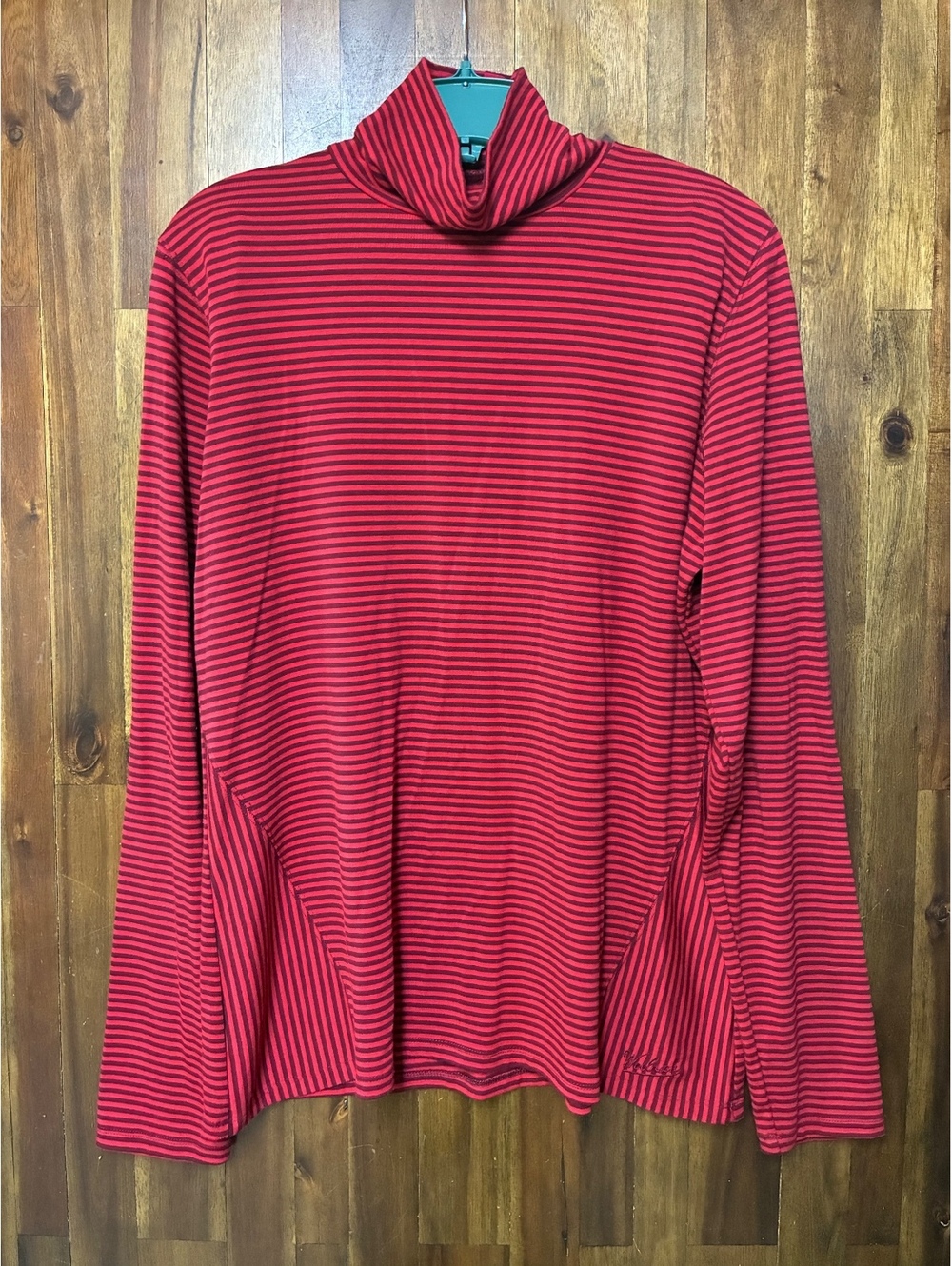 Woolrich Red Burgundy Striped Turtleneck Top Women’s Large Classic Preppy